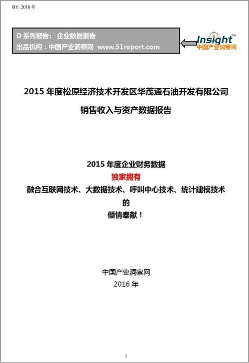 2015年度松原经济技术开发区华茂通石油开发销售收入与资